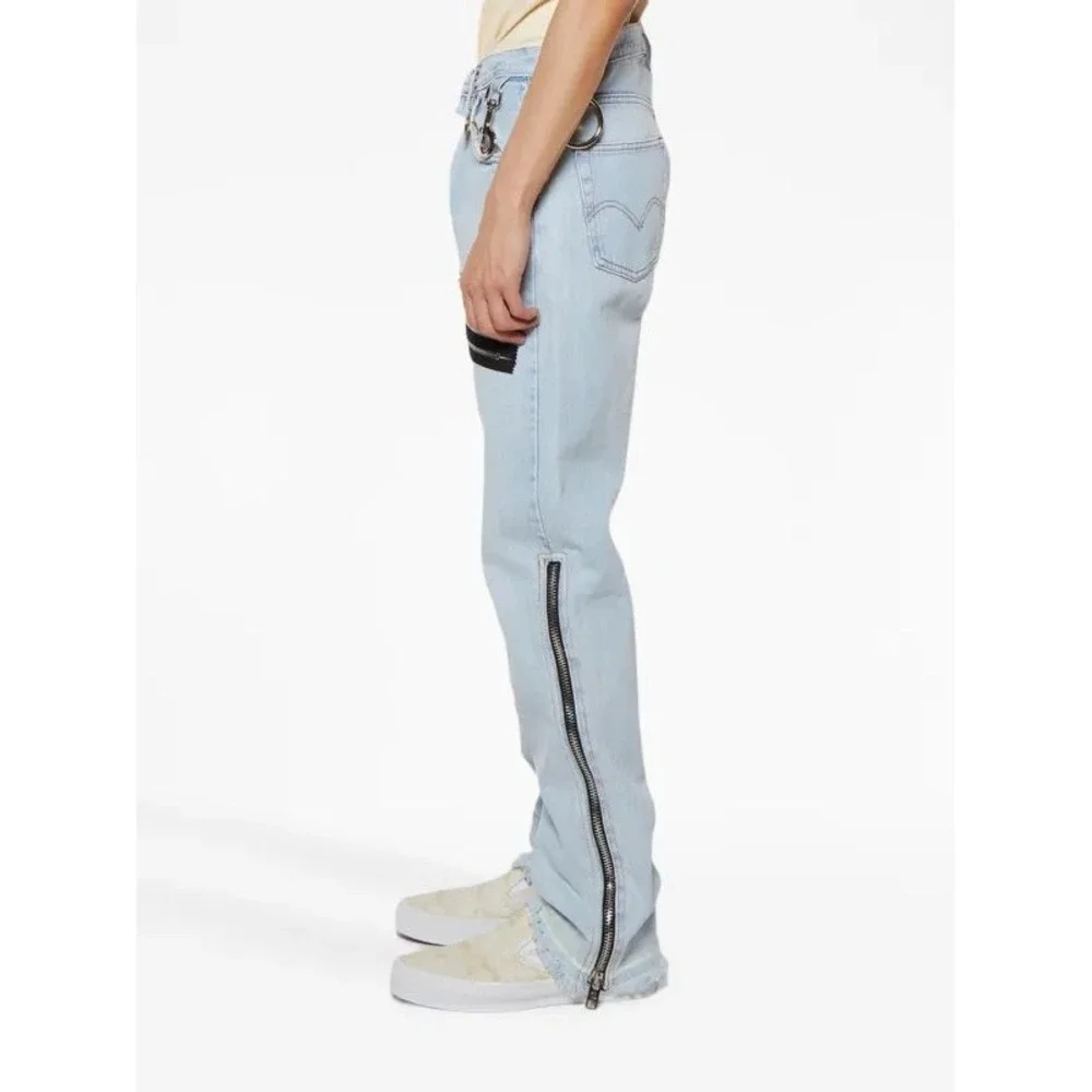 MNML M510 O Ring Denim Light Blue‎ Zipper Flare Jeans Mens 38 NWT